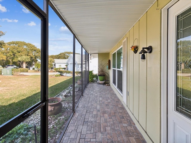 view of unfurnished sunroom