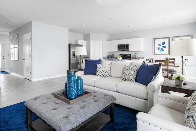 view of tiled living room