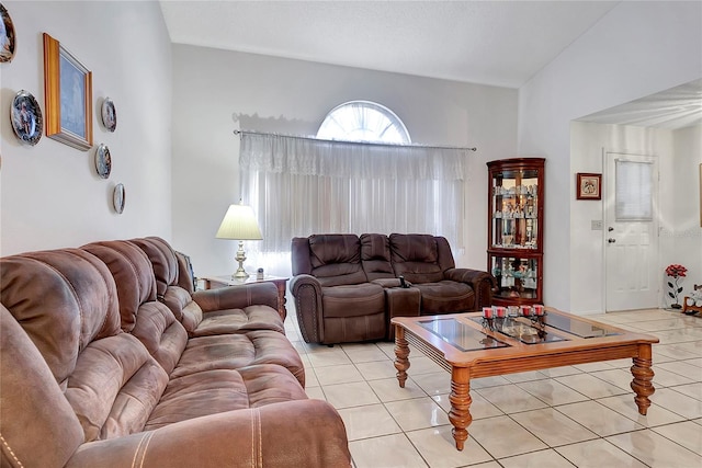 view of tiled living room