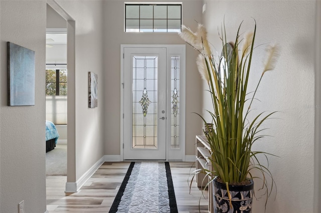 foyer with light wood-type flooring