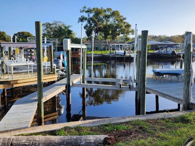 view of dock featuring a water view