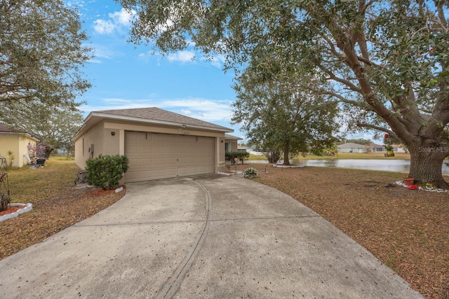 exterior space with a garage