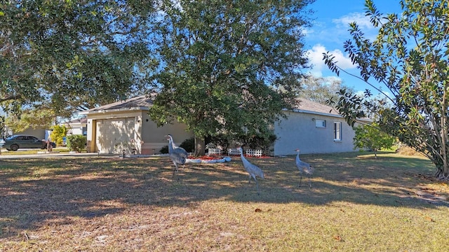 exterior space with a garage