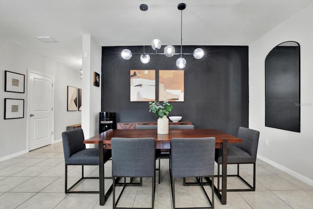 view of tiled dining room