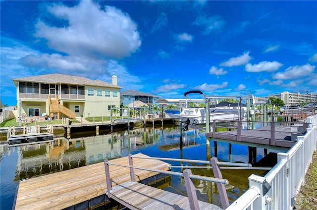 view of dock featuring a water view