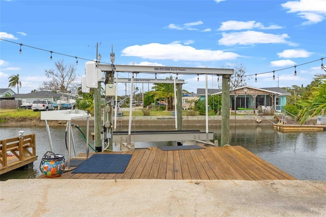 view of dock featuring a water view