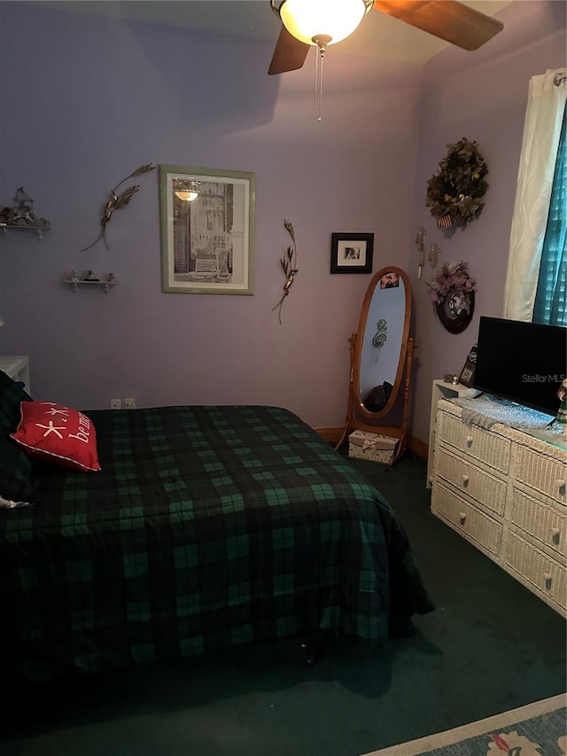 bedroom with carpet and ceiling fan