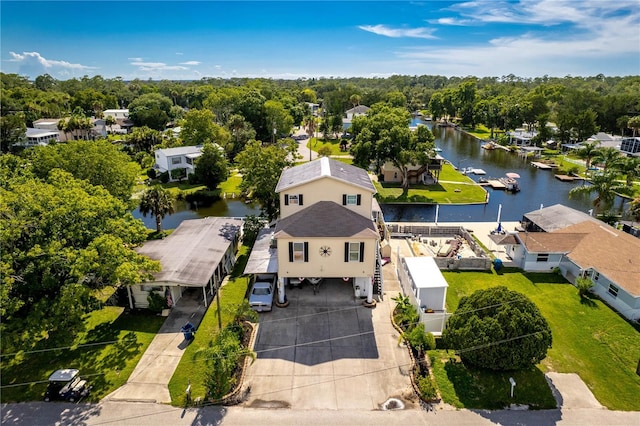 bird's eye view featuring a water view