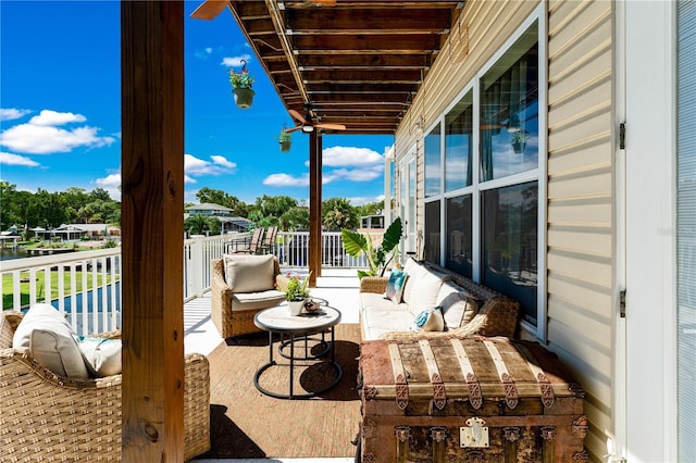 balcony featuring an outdoor living space