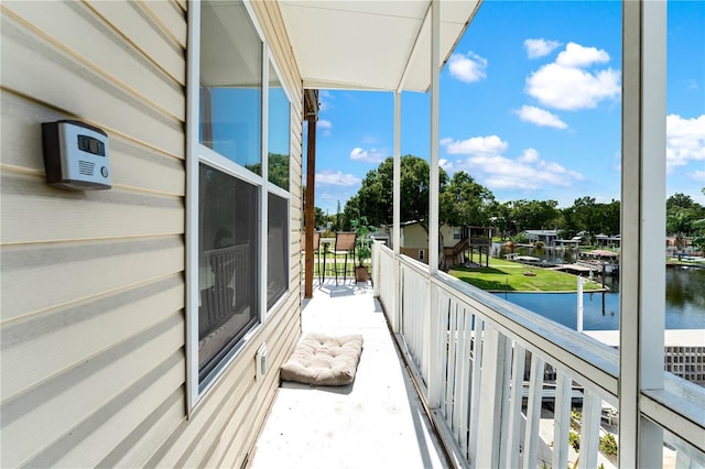 balcony with a water view