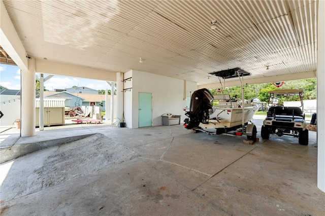 garage with a carport