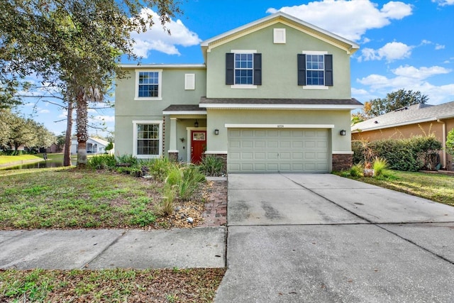 front facade with a garage