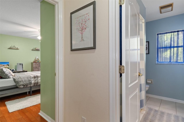 hall featuring light wood-type flooring