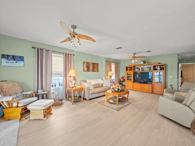 living room featuring light hardwood / wood-style flooring