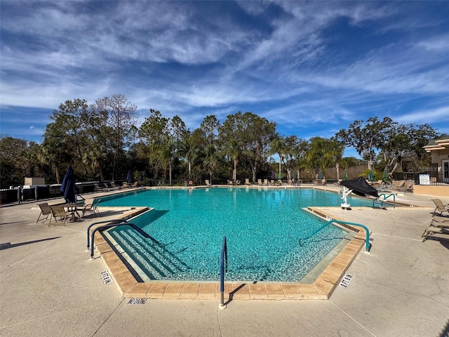 view of pool featuring a patio