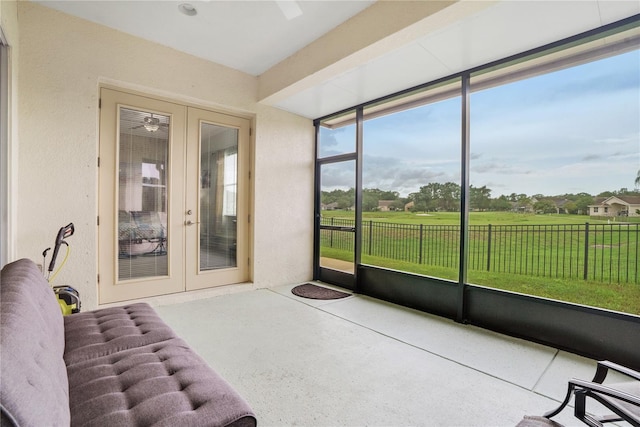 sunroom with french doors