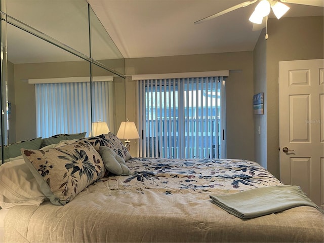 bedroom featuring ceiling fan