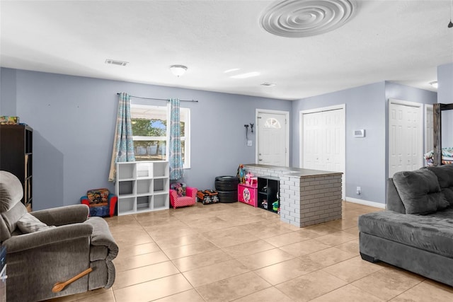 view of tiled living room