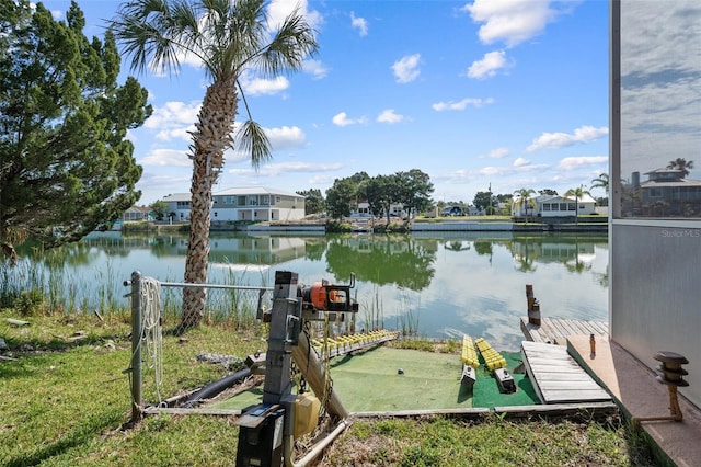 dock area featuring a water view