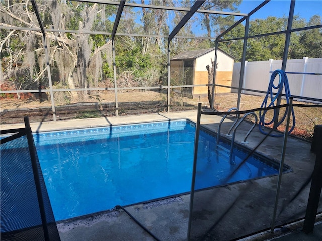 view of pool featuring a lanai