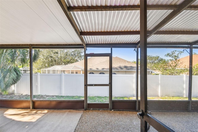 view of unfurnished sunroom