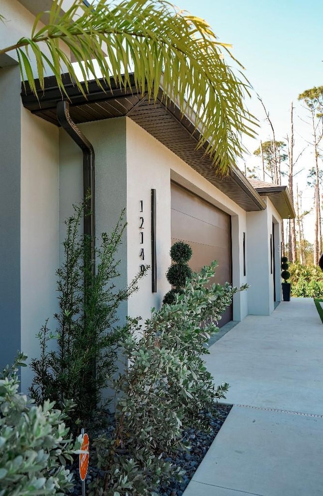 view of home's exterior featuring stucco siding