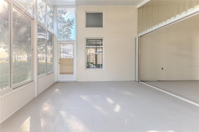 view of unfurnished sunroom