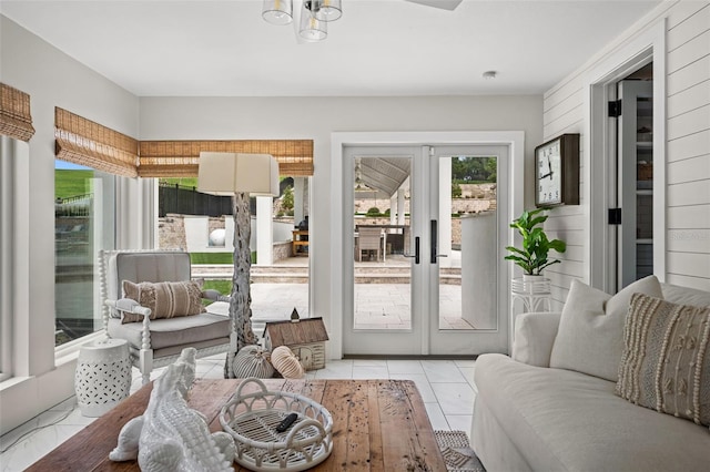 sunroom / solarium with french doors