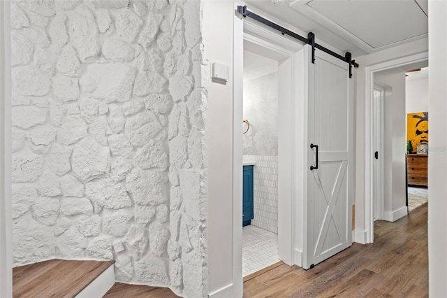 bathroom featuring wood-type flooring