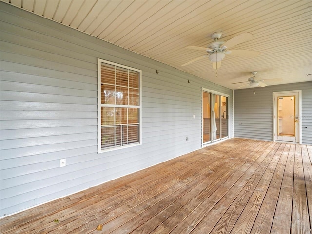 deck featuring ceiling fan