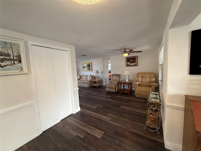 hallway with dark hardwood / wood-style floors