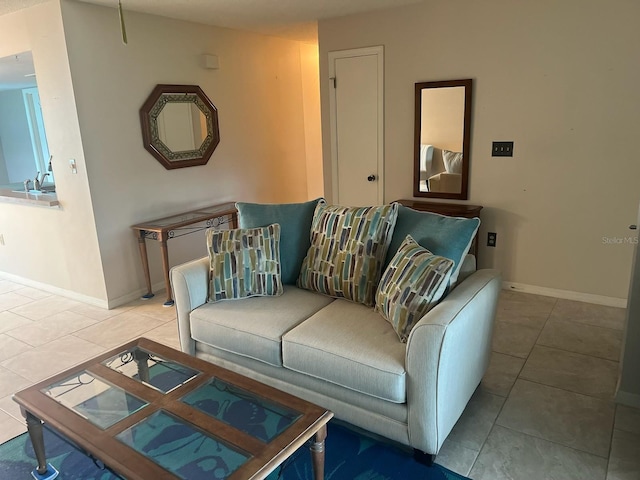 view of tiled living room