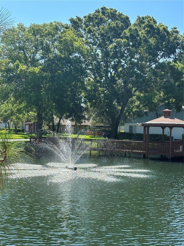 water view with a gazebo