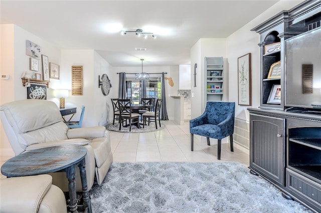 view of tiled living room