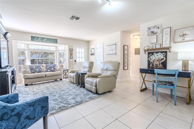 view of tiled living room