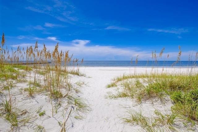 property view of water featuring a view of the beach