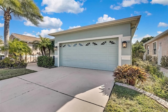 exterior space with a garage