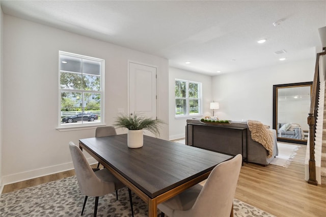 dining area featuring light hardwood / wood-style floors