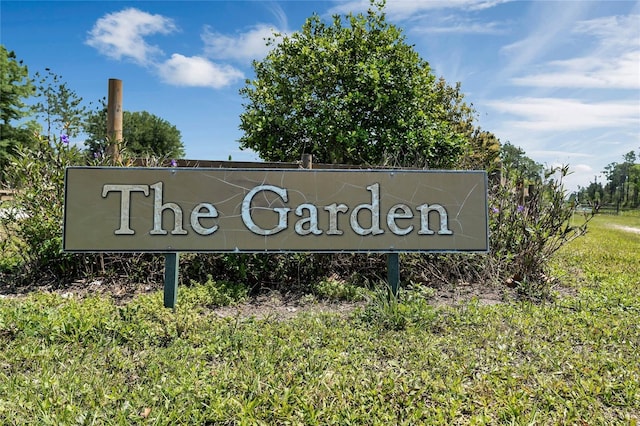 view of community sign