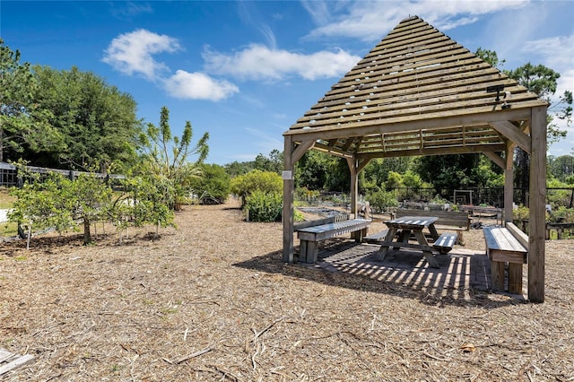 view of yard with a gazebo