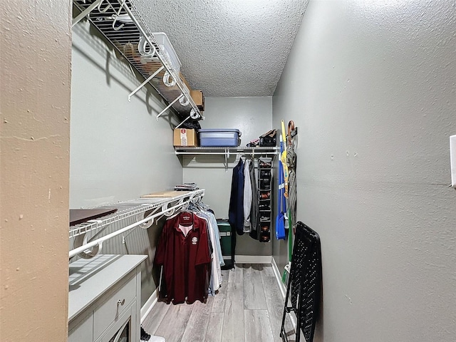 spacious closet featuring light hardwood / wood-style flooring