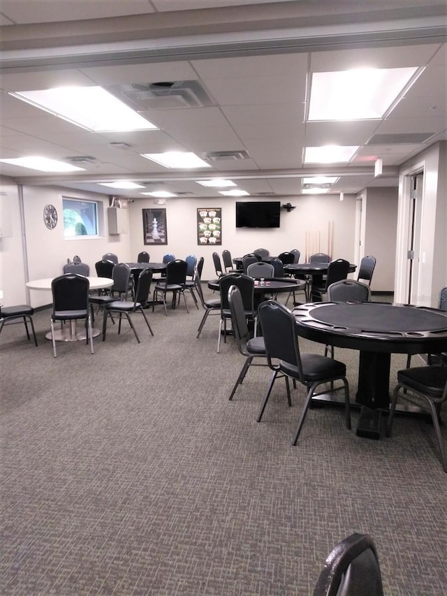 dining room featuring carpet