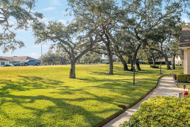 view of property's community with a lawn