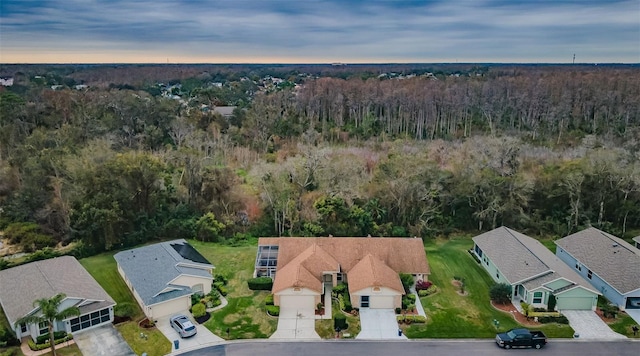 view of aerial view at dusk