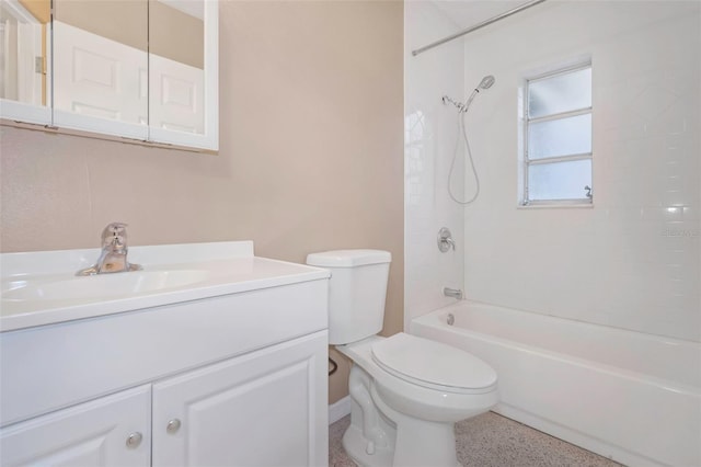 full bathroom featuring vanity,  shower combination, and toilet