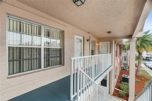 balcony with central air condition unit