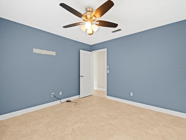 unfurnished room featuring ceiling fan