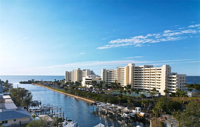 property view of water with a boat dock