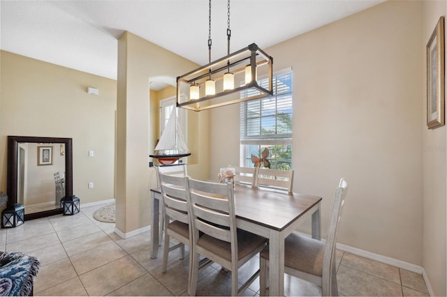 view of tiled dining room