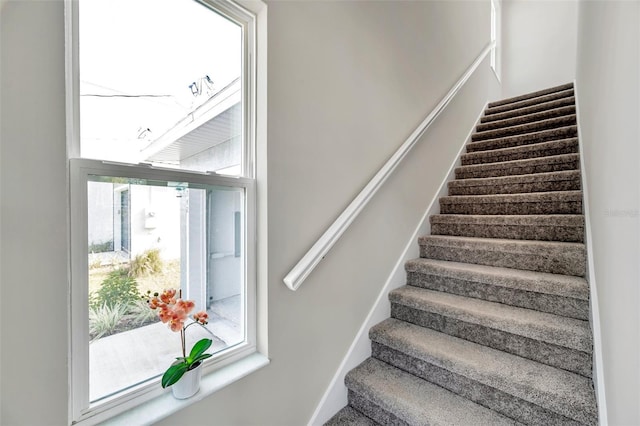 staircase featuring a wealth of natural light